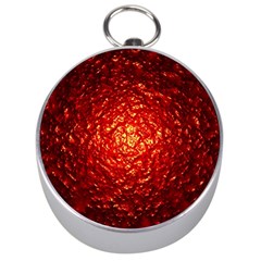 Abstract Red Lava Effect Silver Compasses