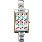 Lindas Flores Colorful Flower Pattern Rectangle Italian Charm Watch Front