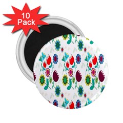 Lindas Flores Colorful Flower Pattern 2 25  Magnets (10 Pack) 