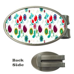 Lindas Flores Colorful Flower Pattern Money Clips (oval)  by Simbadda