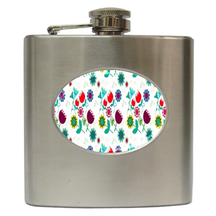 Lindas Flores Colorful Flower Pattern Hip Flask (6 oz)