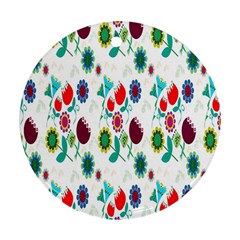 Lindas Flores Colorful Flower Pattern Round Ornament (two Sides) by Simbadda