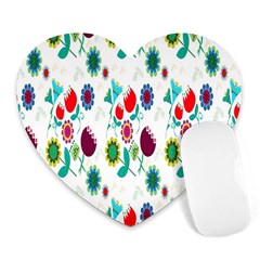 Lindas Flores Colorful Flower Pattern Heart Mousepads by Simbadda