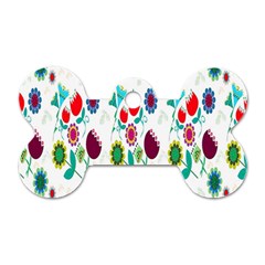 Lindas Flores Colorful Flower Pattern Dog Tag Bone (one Side) by Simbadda