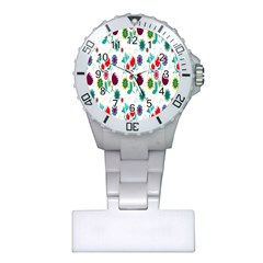 Lindas Flores Colorful Flower Pattern Plastic Nurses Watch by Simbadda