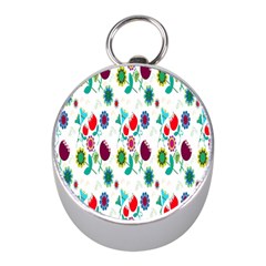 Lindas Flores Colorful Flower Pattern Mini Silver Compasses by Simbadda