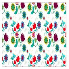 Lindas Flores Colorful Flower Pattern Large Satin Scarf (square) by Simbadda