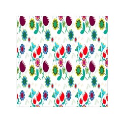 Lindas Flores Colorful Flower Pattern Small Satin Scarf (square) by Simbadda