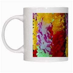 Colorful Hawaiian Lei Flowers White Mugs by Simbadda