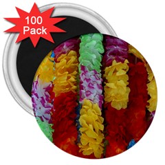 Colorful Hawaiian Lei Flowers 3  Magnets (100 Pack) by Simbadda