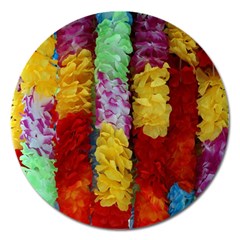 Colorful Hawaiian Lei Flowers Magnet 5  (round) by Simbadda