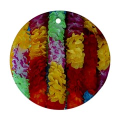 Colorful Hawaiian Lei Flowers Round Ornament (two Sides) by Simbadda