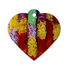 Colorful Hawaiian Lei Flowers Dog Tag Heart (two Sides) by Simbadda