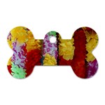 Colorful Hawaiian Lei Flowers Dog Tag Bone (Two Sides) Front