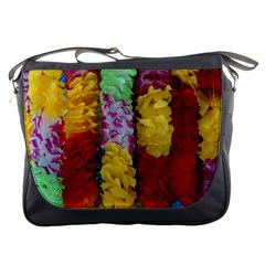 Colorful Hawaiian Lei Flowers Messenger Bags by Simbadda