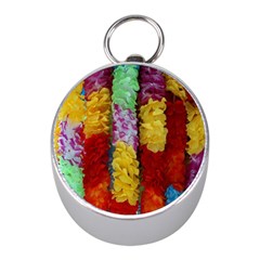 Colorful Hawaiian Lei Flowers Mini Silver Compasses by Simbadda