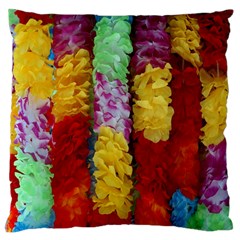 Colorful Hawaiian Lei Flowers Large Flano Cushion Case (two Sides) by Simbadda