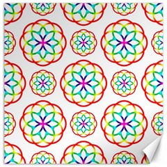 Geometric Circles Seamless Rainbow Colors Geometric Circles Seamless Pattern On White Background Canvas 12  X 12   by Simbadda