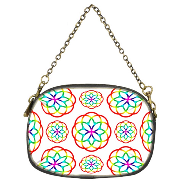 Geometric Circles Seamless Rainbow Colors Geometric Circles Seamless Pattern On White Background Chain Purses (Two Sides) 