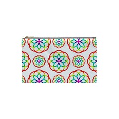 Geometric Circles Seamless Rainbow Colors Geometric Circles Seamless Pattern On White Background Cosmetic Bag (small)  by Simbadda