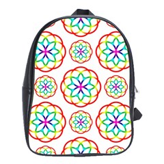 Geometric Circles Seamless Rainbow Colors Geometric Circles Seamless Pattern On White Background School Bags(large)  by Simbadda