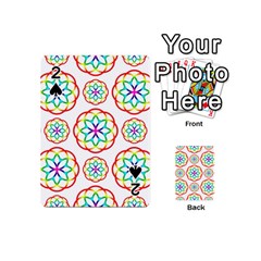 Geometric Circles Seamless Rainbow Colors Geometric Circles Seamless Pattern On White Background Playing Cards 54 (mini) 