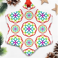 Geometric Circles Seamless Rainbow Colors Geometric Circles Seamless Pattern On White Background Snowflake Ornament (two Sides)