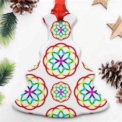 Geometric Circles Seamless Rainbow Colors Geometric Circles Seamless Pattern On White Background Christmas Tree Ornament (two Sides)