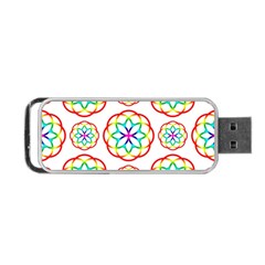 Geometric Circles Seamless Rainbow Colors Geometric Circles Seamless Pattern On White Background Portable Usb Flash (two Sides) by Simbadda