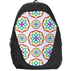 Geometric Circles Seamless Rainbow Colors Geometric Circles Seamless Pattern On White Background Backpack Bag by Simbadda