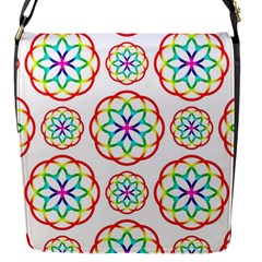 Geometric Circles Seamless Rainbow Colors Geometric Circles Seamless Pattern On White Background Flap Messenger Bag (s) by Simbadda