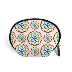 Geometric Circles Seamless Rainbow Colors Geometric Circles Seamless Pattern On White Background Accessory Pouches (small) 