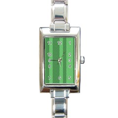 Green Herringbone Pattern Background Wallpaper Rectangle Italian Charm Watch by Simbadda