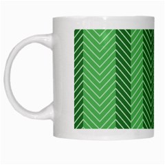 Green Herringbone Pattern Background Wallpaper White Mugs by Simbadda