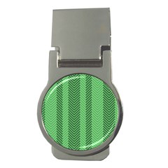 Green Herringbone Pattern Background Wallpaper Money Clips (round)  by Simbadda