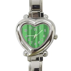 Green Herringbone Pattern Background Wallpaper Heart Italian Charm Watch by Simbadda