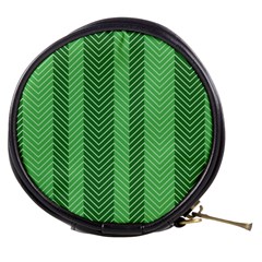 Green Herringbone Pattern Background Wallpaper Mini Makeup Bags by Simbadda