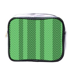 Green Herringbone Pattern Background Wallpaper Mini Toiletries Bags