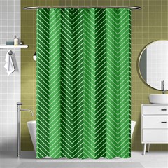 Green Herringbone Pattern Background Wallpaper Shower Curtain 48  X 72  (small)  by Simbadda