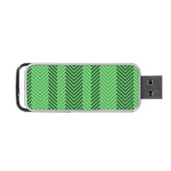 Green Herringbone Pattern Background Wallpaper Portable Usb Flash (one Side) by Simbadda