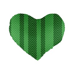 Green Herringbone Pattern Background Wallpaper Standard 16  Premium Flano Heart Shape Cushions