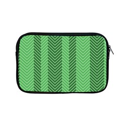 Green Herringbone Pattern Background Wallpaper Apple Macbook Pro 13  Zipper Case by Simbadda