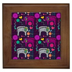 Colorful Elephants Love Background Framed Tiles