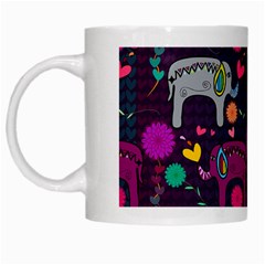 Colorful Elephants Love Background White Mugs