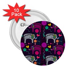 Colorful Elephants Love Background 2.25  Buttons (10 pack) 