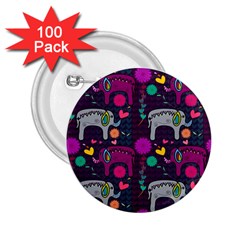 Colorful Elephants Love Background 2.25  Buttons (100 pack) 