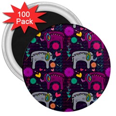 Colorful Elephants Love Background 3  Magnets (100 pack)