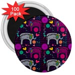 Colorful Elephants Love Background 3  Magnets (100 pack) Front