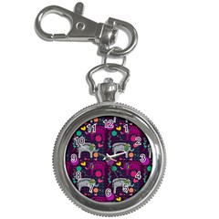 Colorful Elephants Love Background Key Chain Watches