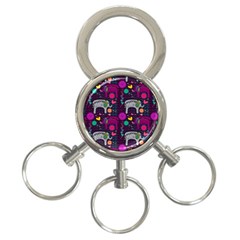 Colorful Elephants Love Background 3-Ring Key Chains